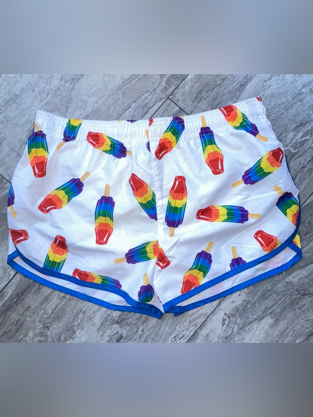 Pride “bomb pop” lined, running shorts L NWT